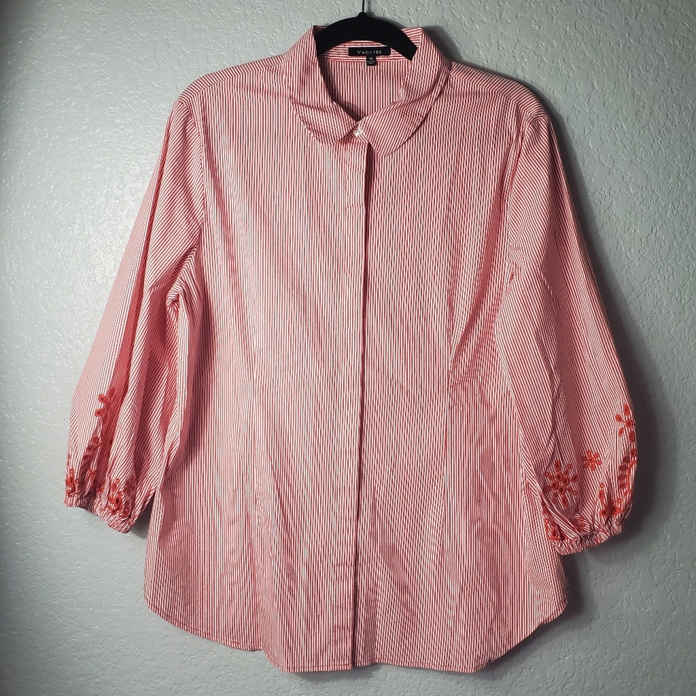 Vision 155 Button Down Embroidered top, Size 16